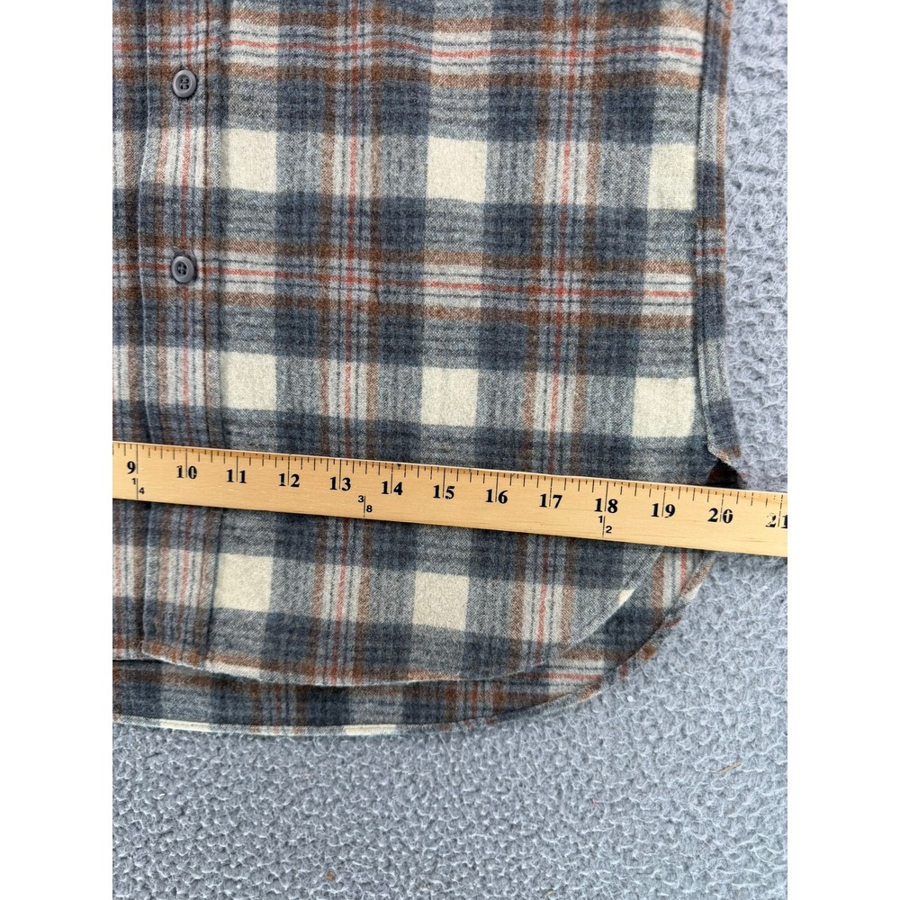 Pendleton Board Shirt Mens Medium Plaid 100% Virgin Wool Grey Cream Rust USA - Picture 8 of 16